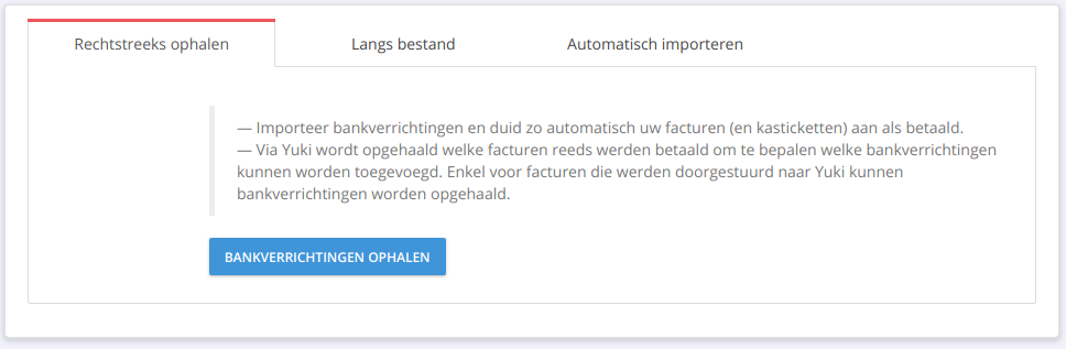 Importeren bankverrichtingen Yuki