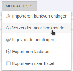 Meer acties factuuroverzicht